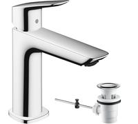 hansgrohe Logis Grifo monomando de lavabo 110 Fine CoolStart, con vaciador automático, cromo, 71254000