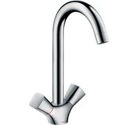 hansgrohe Logis M31 grifería de cocina, 2 mandos, 1 surtidor, ComfortZone220, proyección 156mm, cromo, 71280000