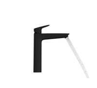 hansgrohe Logis mezclador de lavabo, ComfortZone190, juego de desagüe, 166 mm de proyección, 71090670, Color: negro mate