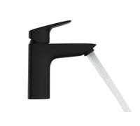 hansgrohe Logis mezclador de lavabo, CoolStart, ComfortZone100, juego de desagüe, proyección 108mm, 71102670, Color: negro mate