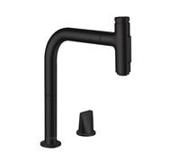 Hansgrohe M71 - Grifo de fregadero M7120-H200 con ducha extraíble, instalación de 2 orificios, sBOX, negro mate 73818670