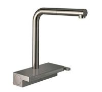 Hansgrohe M81 - Grifo de fregadero Aquno Select con caño extraíble y chorro de ducha plano, sBox, aspecto de acero inoxidable 73830800