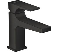 hansgrohe Metropol mezclador monomando de lavabo 100, manija de palanca, residuos emergentes de empuje, para lavabo de lavado a mano, proyección 127mm, 32500670, Color: negro mate