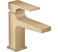 hansgrohe Metropol mezclador monomando de lavabo 100, manija de palanca, residuos emergentes de empuje, para lavabo de lavado a mano, proyección 127mm, 32500140, Color: Bronce cepillado