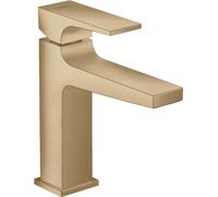 hansgrohe Metropol mezclador monomando de lavabo 110, con manija de palanca, con residuos de apertura rápida, proyección de 135mm, 32507140, Color: bronce cepillado