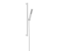 hansgrohe Pulsify E - set de ducha ahorro de agua, ducha de mano 5l/min (EcoSmart+) con barra ducha 65cm, flexo ducha, soporte ducha, alcachofa de ducha con 1 tipo de chorro, blanco mate, 24371700