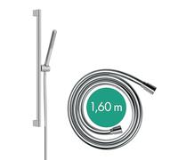 hansgrohe Pulsify S 24373000 - Set de ducha con cabezal de ducha de ahorro de agua (EcoSmart+, chorro PowderRain), manguera de ducha (1,60 m) y barra de ducha (0,65 m), cromado