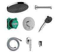 Hansgrohe Pulsify S - Conjunto de ducha con termostato oculto, con cuerpo, diámetro 26 cm, EcoSmart, cromado 24624000