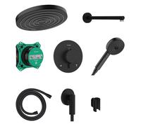 Hansgrohe Pulsify S - Conjunto de ducha con termostato oculto, con cuerpo, diámetro 26 cm, EcoSmart, negro mate. 24624670