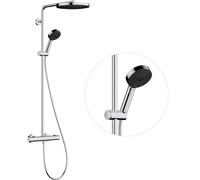 Hansgrohe Conjunto de ducha Pulsify S – termostato, rociador 26 cm efecto lluvia, 3 chorros, cromo