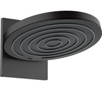 hansgrohe Pulsify S, rociador de ducha con conexión a pared, ducha fija redondo, cabezal de ducha lluvia con 2 tipos de chorro, con sistema antical, negro mate