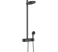 hansgrohe Pulsify S Showerpipe 260, 2 tipos de chorro (EcoSmart) con ShowerTablet Select 400, 24241670, Color: negro mate