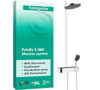 hansgrohe Pulsify S, sistema de ducha con termostato, ducha lluvia (260 mm) con grifo, ducha de mano (3 tipos de chorro), flexo, barra, ducha fija redondo (2 tipos de chorro), cromo