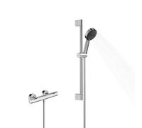 hansgrohe Pulsify Select S set de ducha 105, 3jet Relaxation, Ecostat Fine, EcoSmart, barra de ducha 650mm, 24262000, Color: cromado