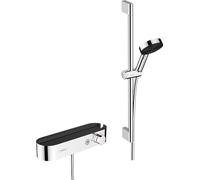 Hansgrohe Pulsify Select S System 105 3jet 24260000 Pulsify Select S - Relajación con mano, termostato, barra de 65 cm, manguera deslizante, cromado, barra de ducha de 65 cm