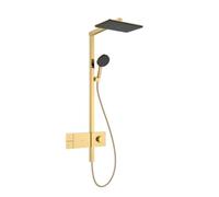 Hansgrohe Raindance Alive Q - Conjunto de ducha con termostato, 21x34 cm, 3 chorros, EcoSmart, acabado dorado pulido 24581990