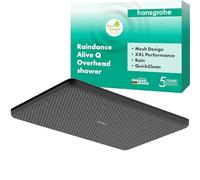 hansgrohe Raindance Alive Q - rociador de ducha ahorro de agua (EcoSmart), ducha fija, cabezal de ducha lluvia con 1 tipo de chorro (PowderRain) para conexión pared y techo, negro mate, 24531670