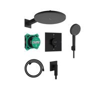 Hansgrohe Raindance Alive S - Conjunto de ducha con termostato para instalación empotrada, diámetro 30 cm, 3 chorros, negro mate 24630670