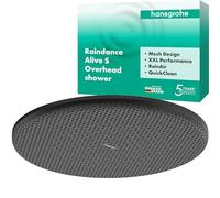 hansgrohe Raindance Alive S - rociador de ducha, ducha fija redondo (300 mm), cabezal de ducha lluvia con 1 tipo de chorro (PowderRain) para conexión pared y techo, negro mate, 24520670