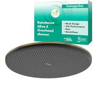 hansgrohe Raindance Alive S - rociador de ducha max. 6 l/min (EcoSmart+), ducha fija redondo (300 mm), cabezal de ducha lluvia para conexión pared y techo, bronce cepillado, 24523140
