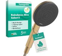 Hansgrohe Alcachofa de ducha Raindance Alive Select S, 3 tipos de chorro EcoSmart, bronce cepillado