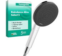 hansgrohe Raindance Alive Select S - ducha de mano, alcachofa de ducha con 3 tipos de chorro (PowderRain), cabezal de ducha redondo (125 mm), con sistema antical, cromo, 24500000