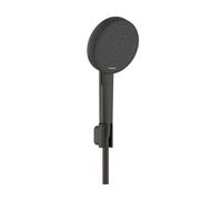 Hansgrohe Raindance Alive Select S - Set de cabezal de ducha, soporte y manguera, 3 chorros, EcoSmart, cromo negro cepillado 24612340