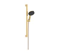 hansgrohe Raindance Alive Select S set de ducha 125, EcoSmart de 3 chorros con barra de ducha Unica E PURO 65cm y soporte de ducha Easy Slide, 24600990, Color: Óptica Oro Pulido