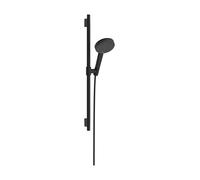 hansgrohe Raindance Alive Select S set de ducha 125, EcoSmart de 3 chorros con barra de ducha Unica S PURO 65cm, 24602670, Color: negro mate