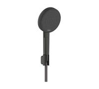 hansgrohe Raindance Alive Select S set de ducha 125, EcoSmart de 3 chorros con flexo de ducha textil Designflex 160cm, 24611340, Color: Cromo negro cepillado