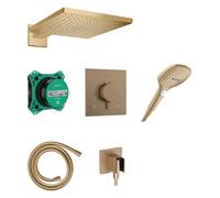 Hansgrohe Raindance E - Conjunto de ducha con termostato oculto, con cuerpo, 30x30 cm, 3 chorros, bronce cepillado 24623140