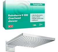 Hansgrohe Brazo de ducha Raindance E 300 efecto lluvia 30x30 cm cuadrado cromo 26238000