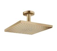 hansgrohe Raindance E - rociador de ducha con conexión a techo, ducha fija rectangular (300x300mm), cabezal de ducha lluvia para conexión techo, sistema antical, bronce cepillado, 26250140