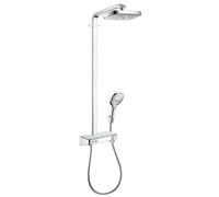 Hansgrohe Raindance Select E - Conjunto de ducha Showerpipe 300 con termostato, 2 chorros, EcoSmart 9 l/min, cromo 27283000