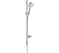 hansgrohe Raindance Select E set de ducha 120 3jet EcoSmart con barra de ducha de 90 cm y jabonera, 26623000, Color: cromado