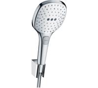 hansgrohe Raindance Select E set de soporte de ducha 120 3jet con manguera de ducha 160 cm, 26720400, Color: Cromado / Blanco