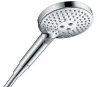 hansgrohe Raindance Select S - Alcachofa de ducha, ducha de mano con 3 tipos de chorro (incluye PowderRain), ducha redonda (120 mm), cabezal de ducha con función antical, acabado dorado pulido