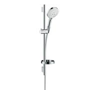 hansgrohe Raindance Select S Set de ducha 120 3jet con barra de ducha de 65 cm y jabonera, 26630400, Color: Cromado / Blanco