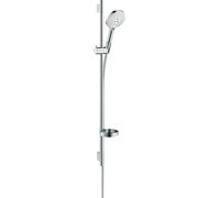 hansgrohe Raindance Select S set de ducha 120 3jet con barra de ducha de 90 cm y jabonera, 26631400, Color: Cromado / Blanco