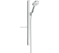hansgrohe Raindance Select S set de ducha 120 3jet con barra de ducha de 90 cm y jabonera, 27648400, Color: Blanco / Cromo