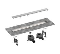 hansgrohe RainDrain Go kit completo canal de ducha 1000, antirretorno, para instalación estándar/plana, 56275800, Color: acero inoxidable pulido