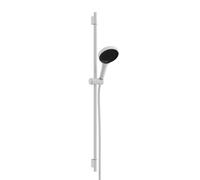 hansgrohe Rainfinity - set de ducha, ducha de mano con barra ducha 90cm, soporte ducha y Designflex flexo textil de ducha 160cm, alcachofa de ducha con 3 tipos de chorro, blanco mate, 28743700