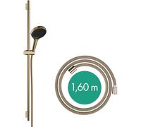 hansgrohe Rainfinity - set de ducha, ducha de mano con barra ducha 90cm, soporte ducha y Designflex flexo textil de ducha 160cm, alcachofa de ducha con 3 tipos de chorro, bronce cepillado, 28743140
