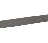 hansgrohe RainSelect, termostato para ducha empotrado , grifo ducha con botón de seguridad (SafetyStop) a 40 °C, termostato rectangular , mezclador para 5 funciones, cromo negro cepillado