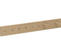 hansgrohe RainSelect, termostato para ducha empotrado , grifo ducha con botón de seguridad (SafetyStop) a 40 °C, termostato rectangular , mezclador para 5 funciones, bronce cepillado