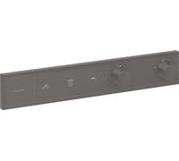 hansgrohe RainSelect, termostato para ducha empotrado , grifo ducha con botón de seguridad (SafetyStop) a 40 °C, termostato rectangular , mezclador para 3 funciones, cromo negro cepillado