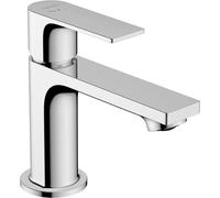 hansgrohe Rebris E - grifo lavabo con vaciador automático metal, ahorro de energía (CoolStart), grifo monomando lavabo, altura del caño 84 mm, ahorro de agua (EcoSmart), cromo, 72585000