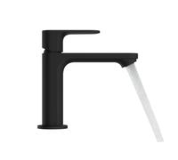 hansgrohe Rebris E mezclador monomando de lavabo 110 con juego de desagüe, proyección de 133 mm, 72557670, Color: negro mate
