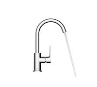 hansgrohe Rebris E mezclador monomando de lavabo 210 con caño giratorio y juego de desagüe, proyección de 154 mm, 72576000, Color: cromado