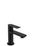hansgrohe Rebris E mezclador monomando de lavabo 80 CoolStart water-saving+ con juego de desagüe, proyección 121 mm, 72587670, Color: negro mate